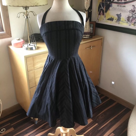 SOLD Retro Dress Halter Stripe PinUp Rockabilly - Picture 2 of 5